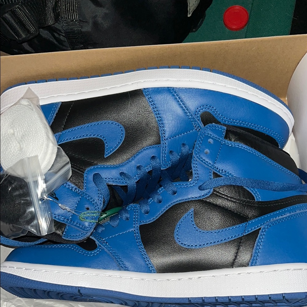 Blue and Black High-Top Sneakers